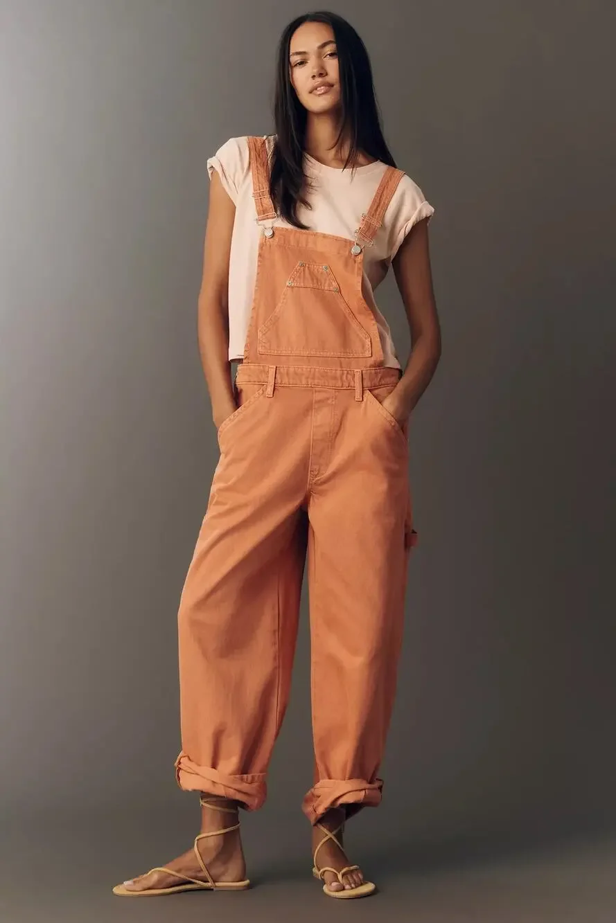 nwt ANTHROPOLOGIE PILCRO sz L Kayden Regenerative Cotton Barrel Overalls